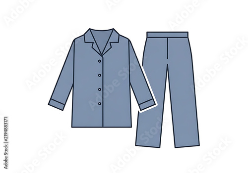 Classic blue pajama set with long sleeve shirt and pants