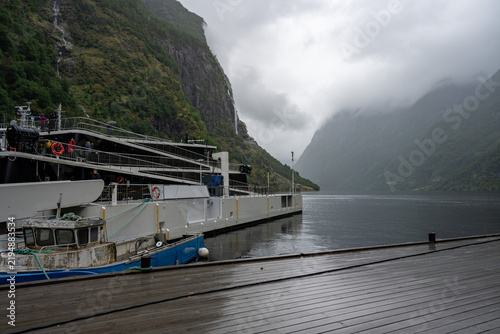 Cruise ship and fjord, Gudvangen, Norway