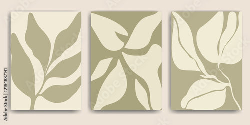 фотографія Set of abstract foliage poster vectors