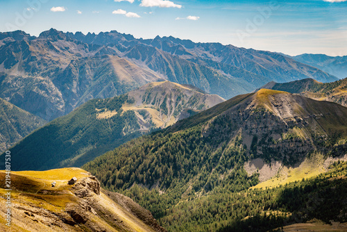 Canvastavla Panoramic mountain landscape from Col de la Bonette in the French Alps, France