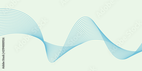 Smooth wavy blue lines teal background. Abstract flowing elegant lines design