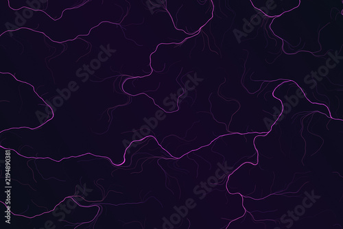 Abstract dark purple background with glowing pink neon wavy lines of energy electricity marble texture pattern vector