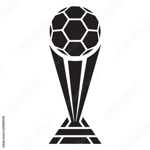 Soccer Championship Trophy with Football Ball Silhouette