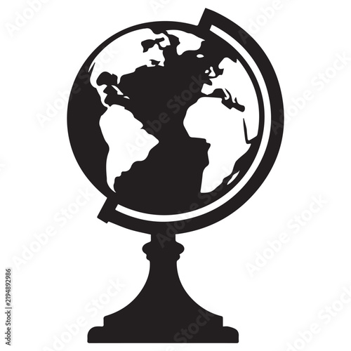 World Globe Trophy Silhouette Vector Illustration