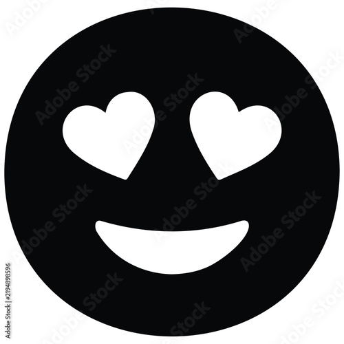 Foto Heart eyes emoji black circular silhouette for expressing love and romantic admiration use