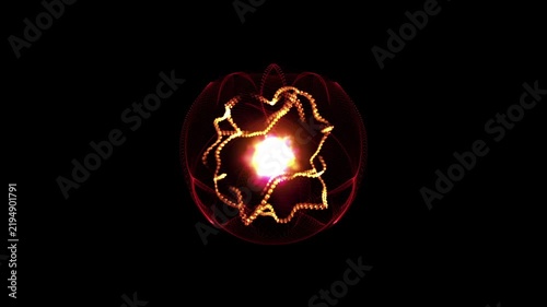 Abstract Golden Plasma Energy Sphere with Glowing Nebula Core on Black Background