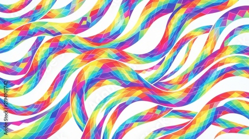 Abstract rainbow wavy lines pattern with colorful gradient texture