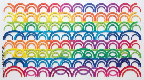 Colorful rainbow pattern with overlapping semi circles