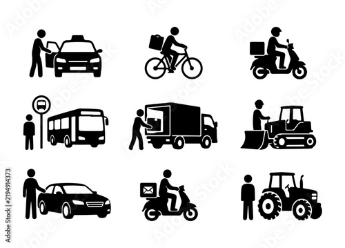 Driver & Courier Pictograms – Transport Workers Icon Collection