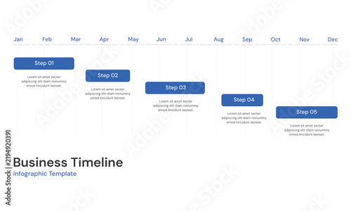 Business Timeline Infographic Template with Monthly Project Steps