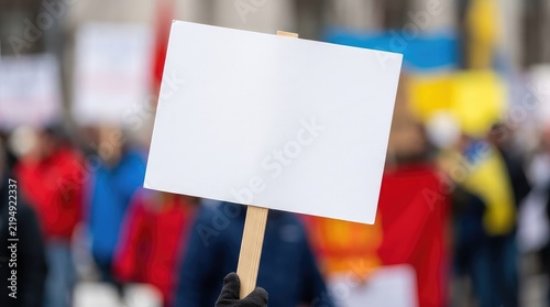 Protesters demonstrating during a film industry strike, holding blank picket signs in support of writers, actors, and fair compensation, equality, striker, professional