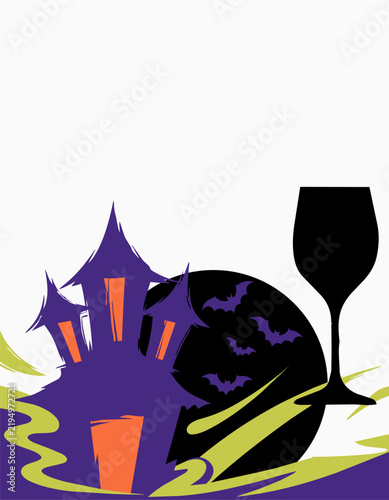 Elegant spooky halloween adult party template with haunted house — sophisticated invitation design