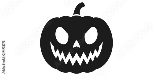 Fotografie Frightening carved jack o lantern pumpkin with sharp teeth for terrifying halloween celebrations