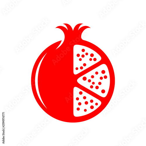 Pomegranate fruit sliced flat design 
