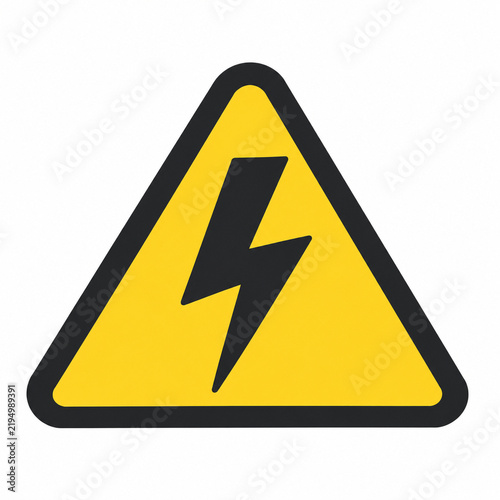 Electrical hazard warning triangle with lightning bolt icon