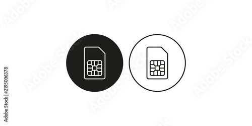 Quadro su tela Sim card technology icons set with solid and outlined variations.