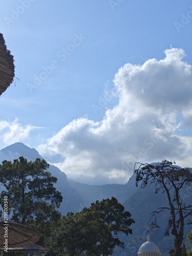 Canvas Print Majestic mountains beneath clear blue sky