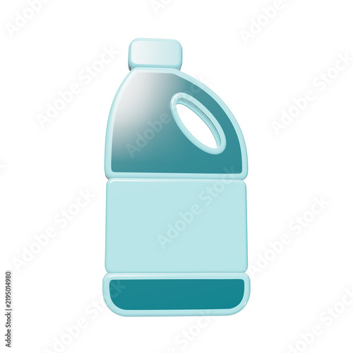 3D rendered icon of a light blue plastic laundry detergent or bleach bottle with a handle, isolated on a solid black background