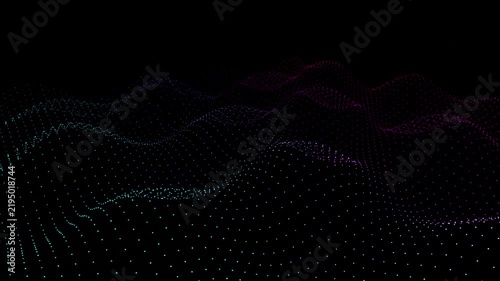 Abstract digital waves moving gently in dark space with copy space for text overlay