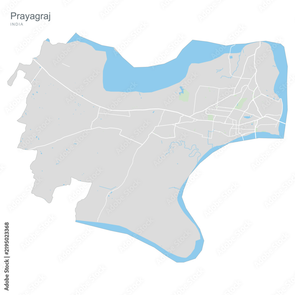 Obraz premium Map of Prayagraj, India - Detailed City Plan