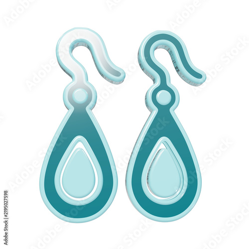 Konstfotografi Pair of 3D teardrop earrings with hook fasteners, teal and light blue gradient i