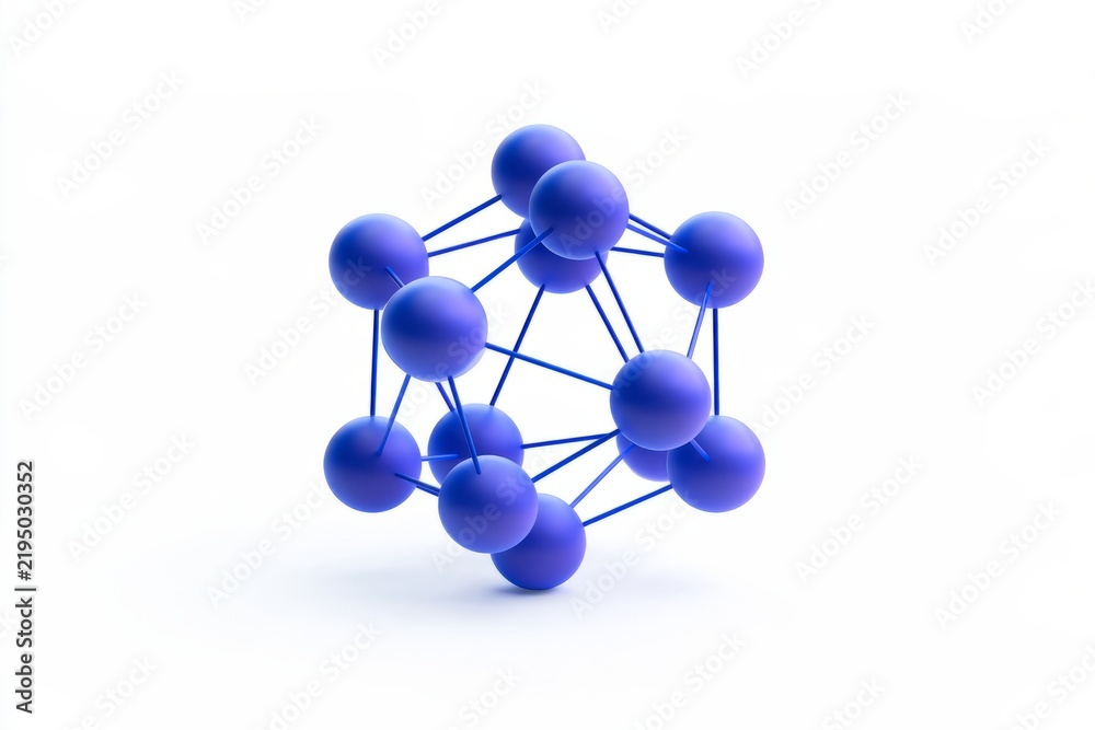 Obraz premium 3D blockchain cube matrix network nodes icon isolated on white background. Minimal matte claymorphism style decentralized database tech concept.