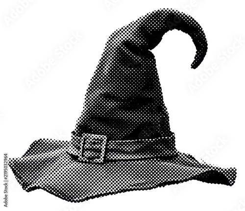 Obraz na plátně Halftone Witch Hat with Buckle Isolated on White