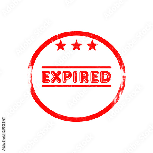 Red Expired grunge rubber stamp with three stars and bold text on transparent background.