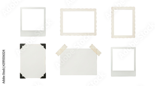 Collage of empty photo frames isolated on transparent background