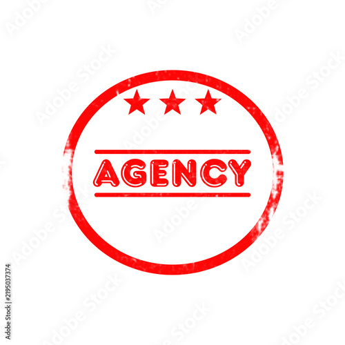 Agency round red distressed grunge stamp icon with three stars for government institutions.