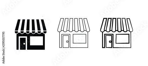 storefront and small business shop icon set .