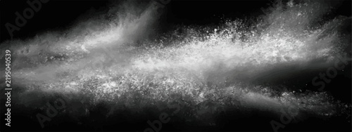 Bild auf Leinwand White powder explosion against black backdrop, symbolizing disruption, energy, and dynamic movement