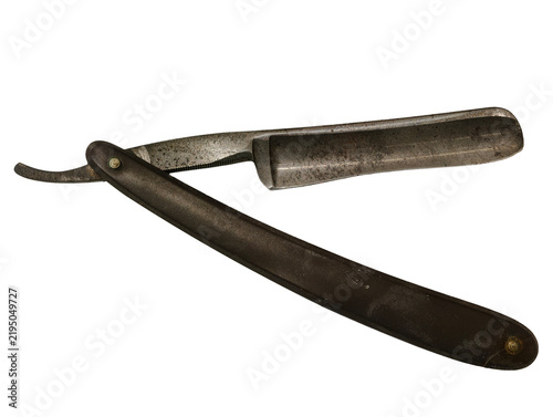 Fotografía old straight razor on white background