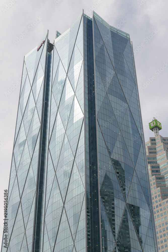 Fototapeta premium CIBC Square designed by WilkinsonEyre and Adamson Associates Architects located at 81 and 141 Bay St (incl view of TD Place), Toronto