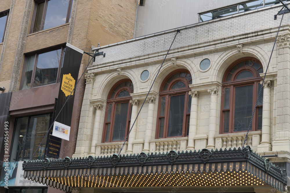 Obraz premium facade with arched windows and canopy of Elgin & Winter Garden Theatres designed by Thomas W Lamb et al, located at 189 Yonge St, Toronto