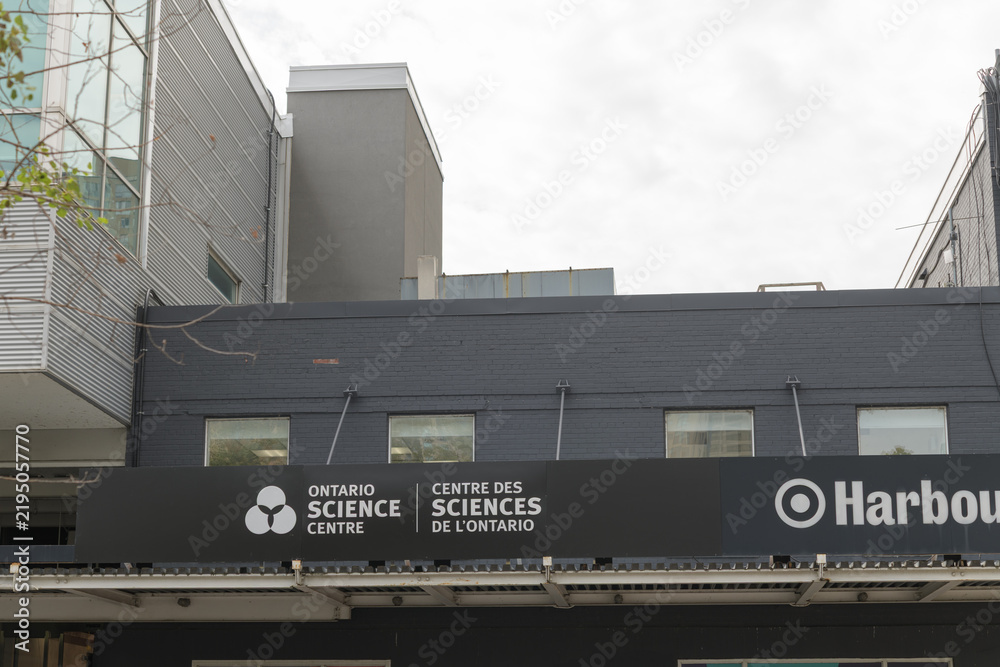 Obraz premium exterior building and sign of Ontario Science Centre located at 235 Queens Quay W, Toronto