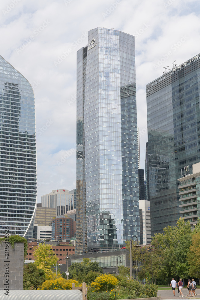 Obraz premium looking north to TD Terrace (at left), Delta Hotel (75 Lower Simcoe St) and office towers at Southcore Financial Centre, Toronto