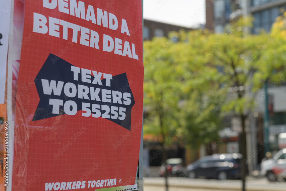 Obraz premium street poster in Toronto (Workers Together, Canada’s unions, the Canadian Labour Congress)