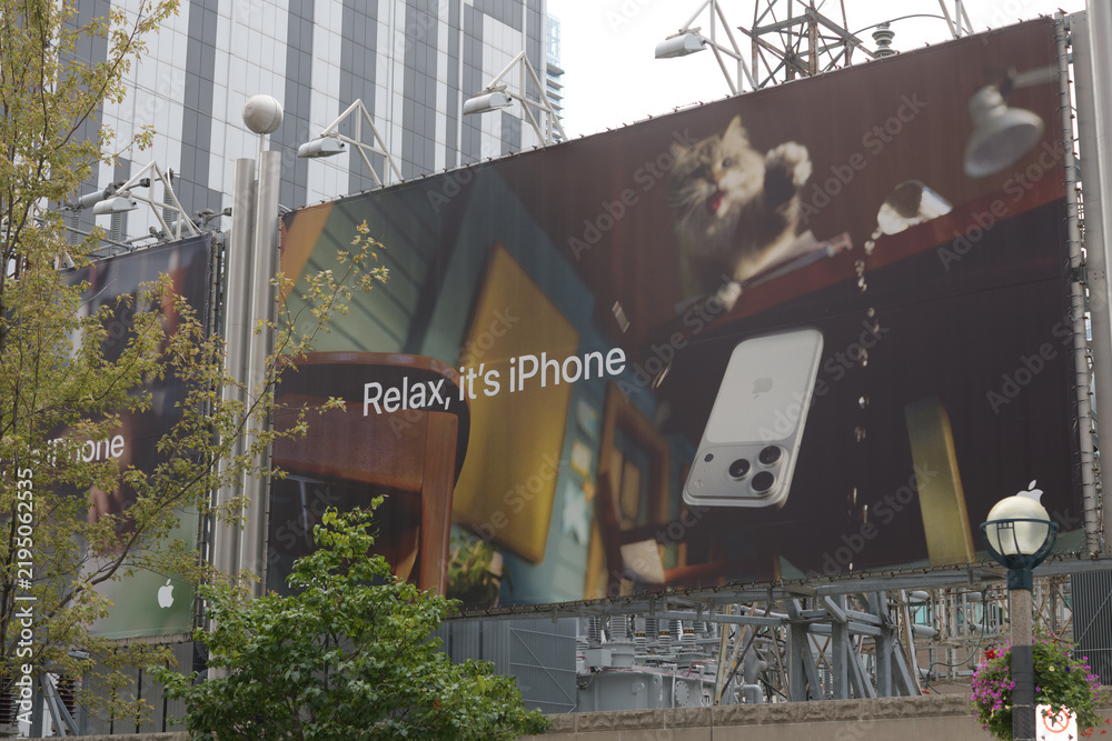 Fototapeta premium Apple Inc urban advertising for cell phones (