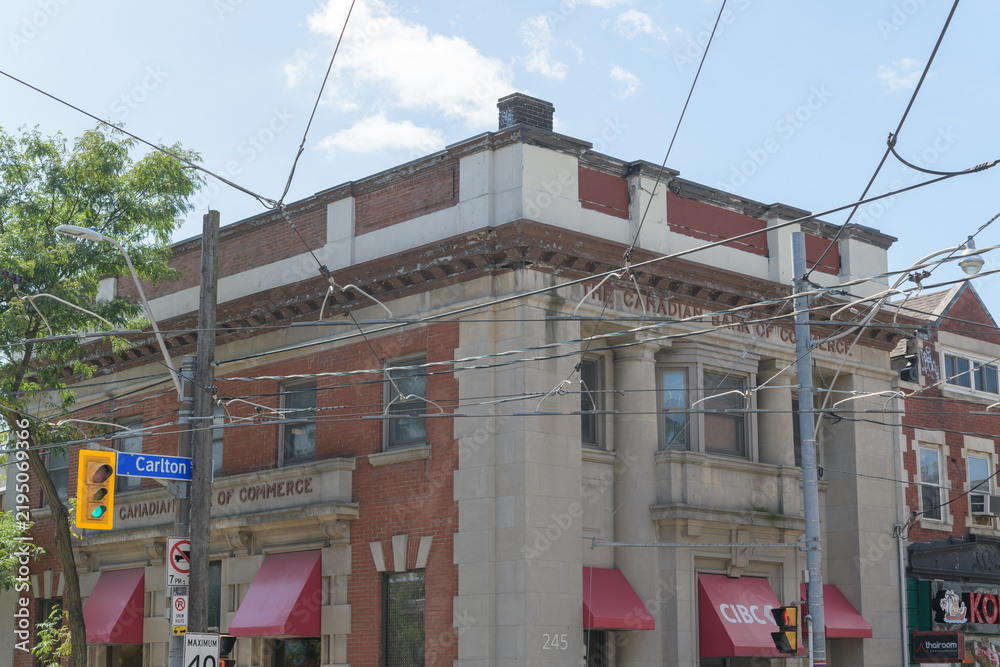 Obraz premium historic Canadian Bank of Commerce (now CIBC branch, designed by Darling & Pearson) located at 245 Carlton St (southwest corner of Parliament), Toronto