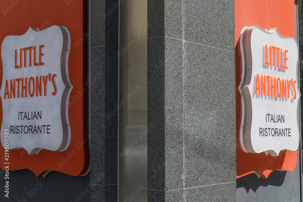 Obraz premium signage outside Little Anthony's an Italian restaurant located at 121 Richmond St W in downtown Toronto
