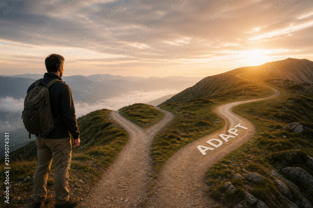 Naklejka premium Adapt Word on Flexible Path for Change Management, Resilience and Strategic Transformation