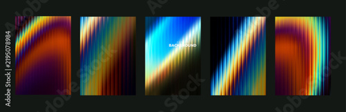Minimalist aesthetic design templates for modern visual art project. Ribbed glass texture effect. Abstract vector background. Posters with blurred refracted pattern.