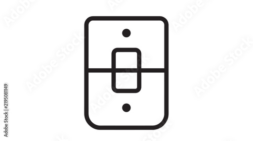 Minimalist vector graphic illustration of simple wall light switch showing basic electrical hardware device design style