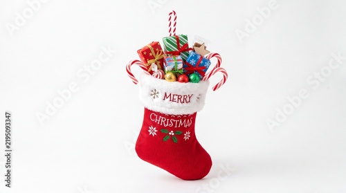 christmas sock on white background