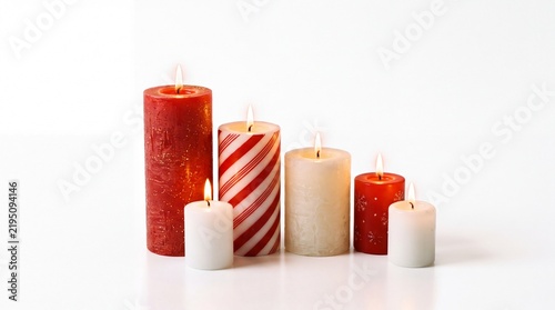 red candles on white background