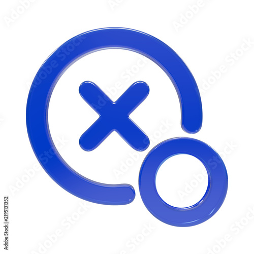 Cuadro en lienzo Glossy blue 3d delete or cancel featuring a multiplication sign and small circle