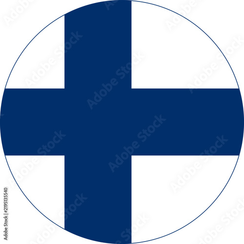 Round Finland Flag Vector Icon Circular Finnish Flag Button Element