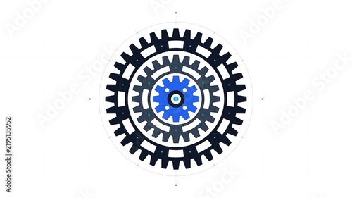 Abstract Geometric Animation of Concentric Spinning Cogwheels