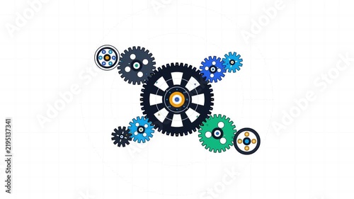 Animated Gears Spinning Together in a Seamless Loop